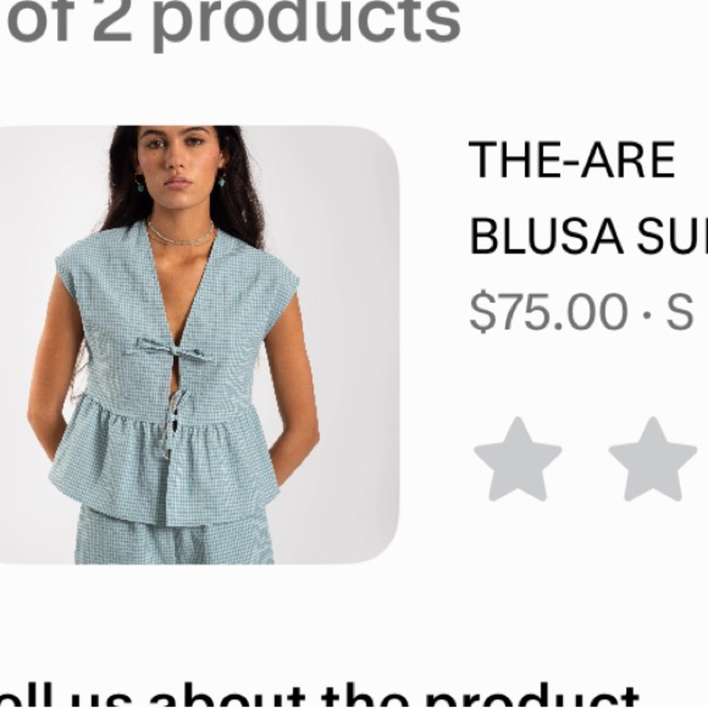 Blue Gingham Tie-Front Peplum Blouse THE-ARE BLUSA SUNNY HUNNY SMALL